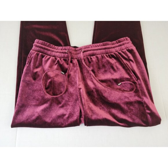 Torrid Women Pants 1 1X Plus Pull On Cropped Velour Burgundy Drawstring BUR17E - Picture 3 of 8